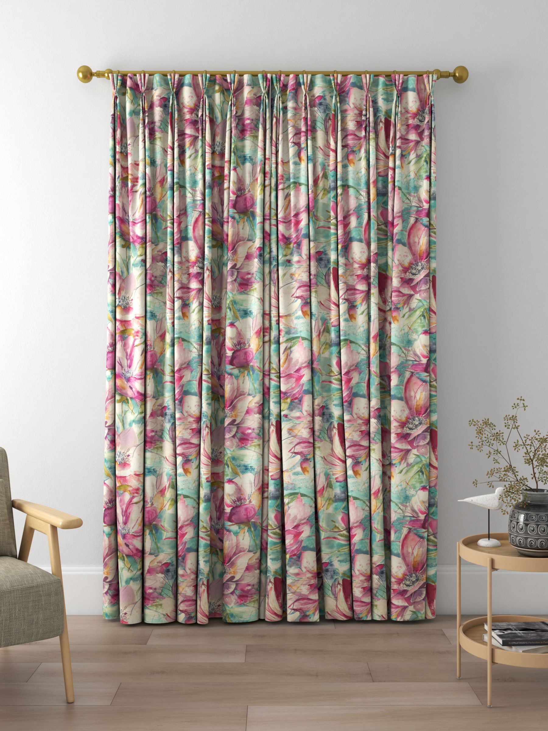 Voyage Dusky Blooms Made to Measure Curtains, Sweetpea