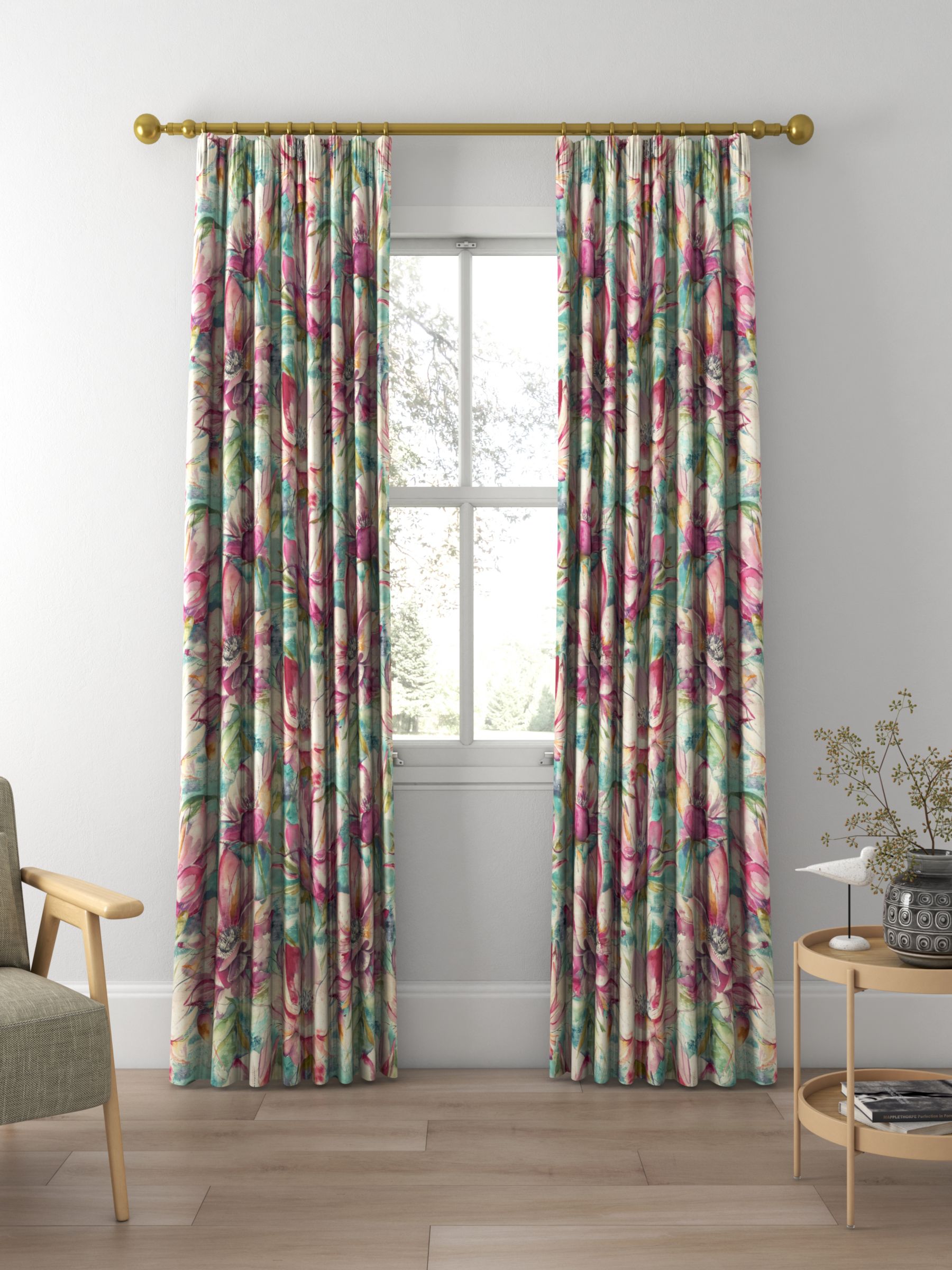 Voyage Dusky Blooms Made to Measure Curtains, Sweetpea