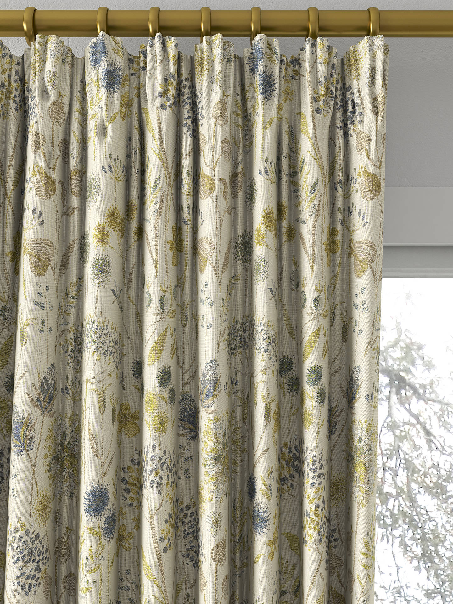Voyage Flora Cream Made to Measure Curtains, Duck Egg