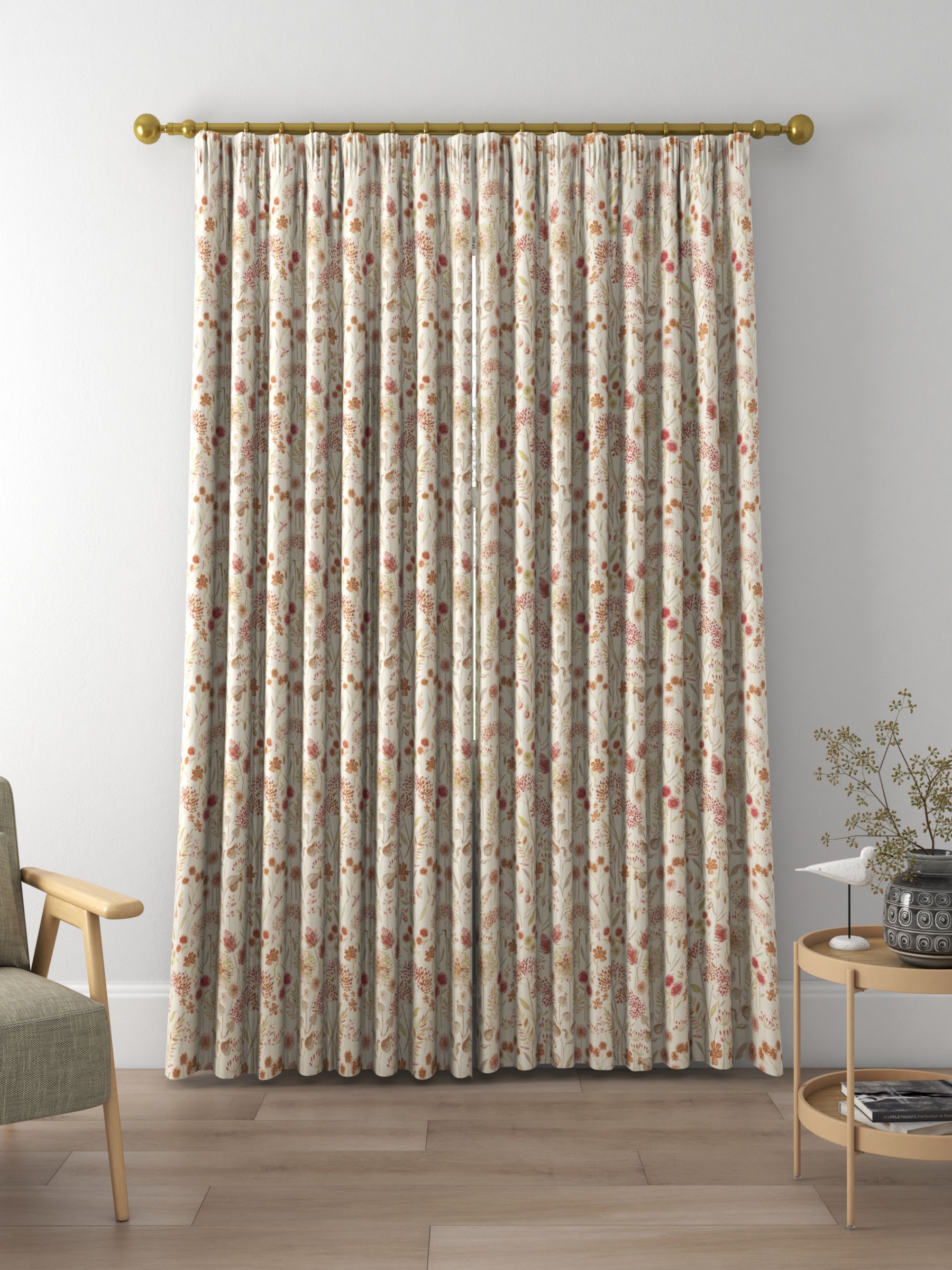 Voyage Flora Cream Made to Measure Curtains, Russet
