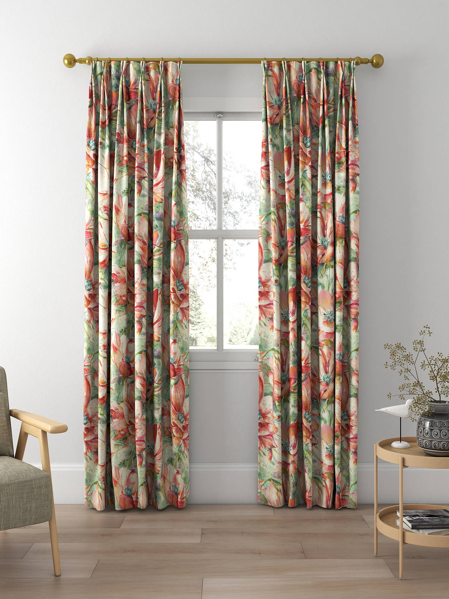 Voyage Dusky Blooms Made to Measure Curtains, Russet