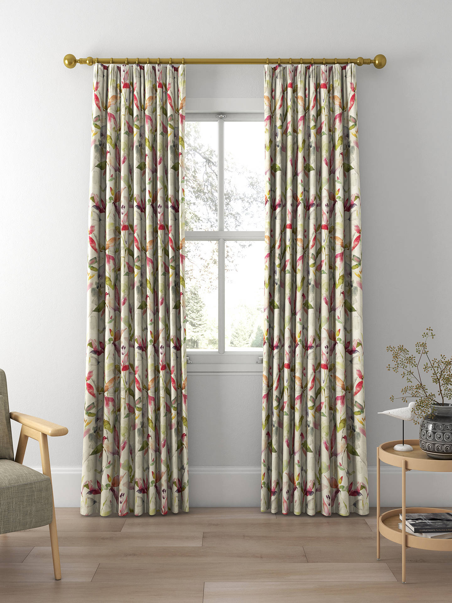 Voyage Naura Made to Measure Curtains, Poppy Natural