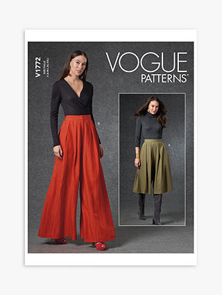 Vogue Misses' Duster Skirt Pants Sewing Pattern V1772, A