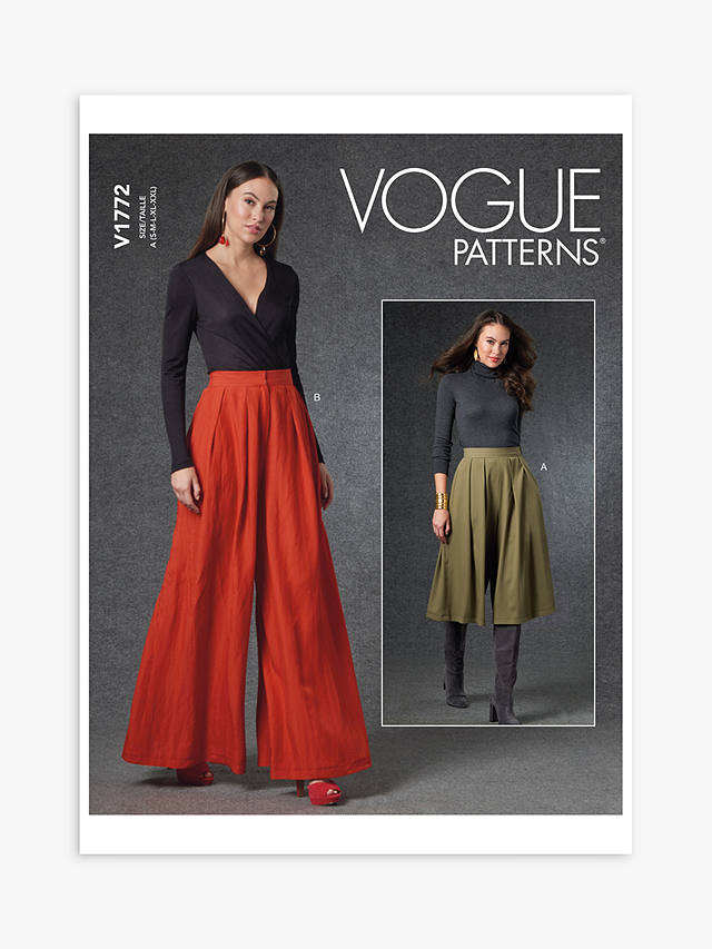 Vogue Misses' Duster Skirt Pants Sewing Pattern V1772, A