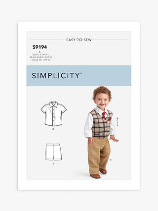 Simplicity Baby Three Piece Suit Sewing Pattern, S9194, A
