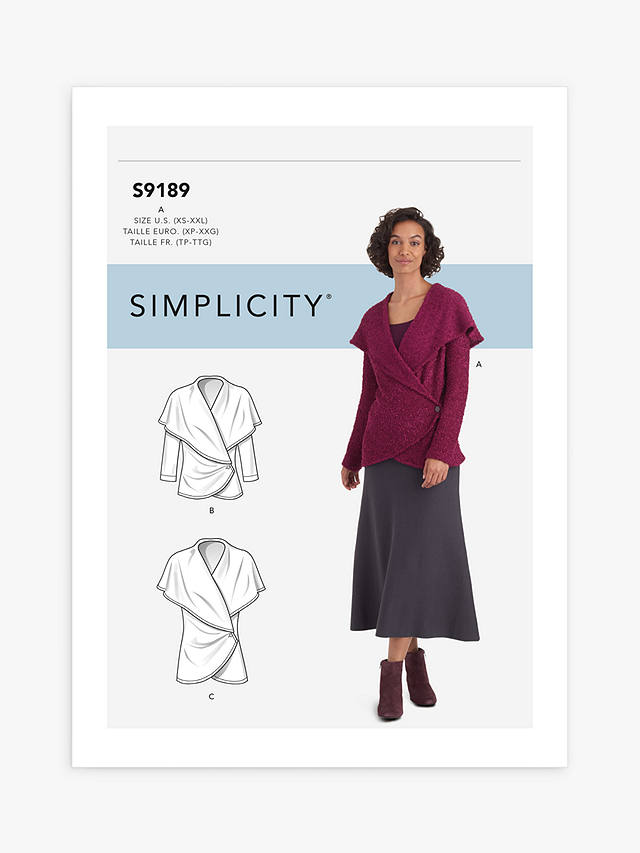 Simplicity Misses' Knit Wrap Jacket, S9189, A