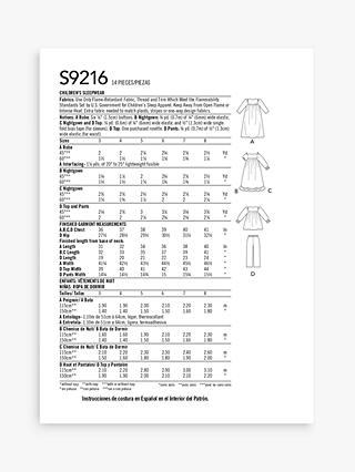 Simplicity Child's Sleepwear Sewing Pattern, S9216, A