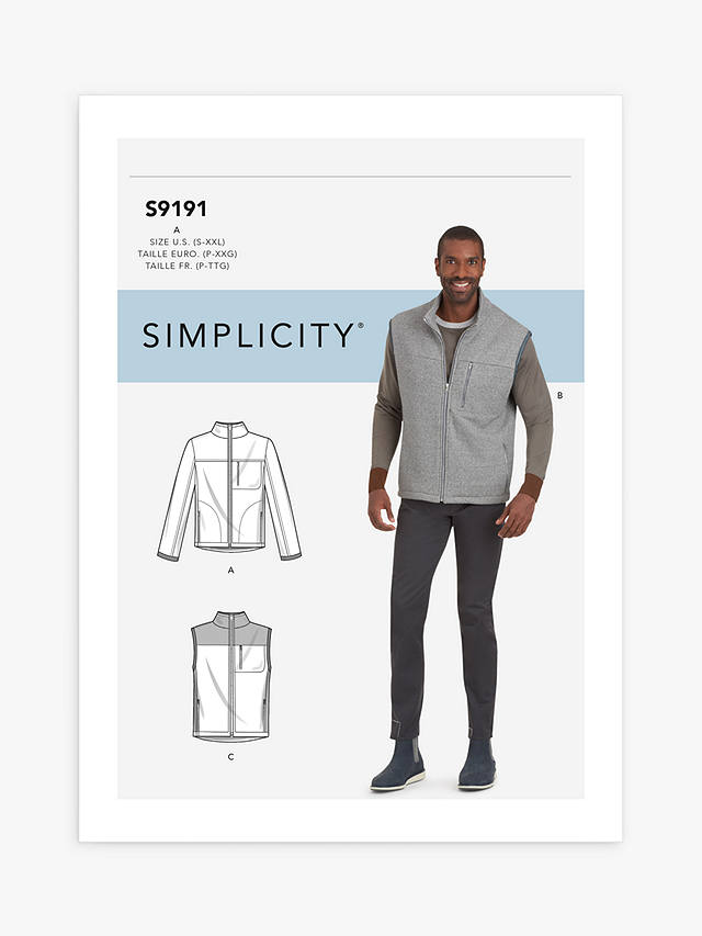 Simplicity Men's Vest and Jacket Sewing Pattern, S9191A