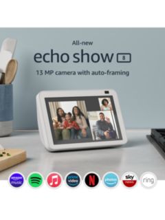 Amazon Echo Show 8 (2nd Gen) Smart Speaker with 8" Screen & Alexa Voice Recognition & Control, Glacier White