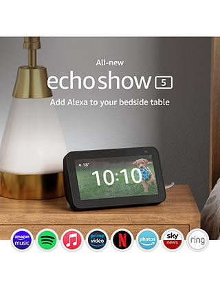 Amazon Echo Show 5 (2nd Gen) Smart Speaker with 5.5" Screen & Alexa Voice Recognition & Control, Charcoal