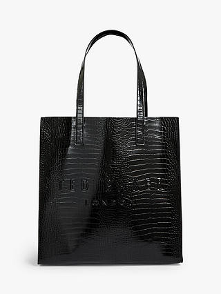 Ted Baker Croccon Large Icon Shopper Bag, Black at John Lewis & Partners