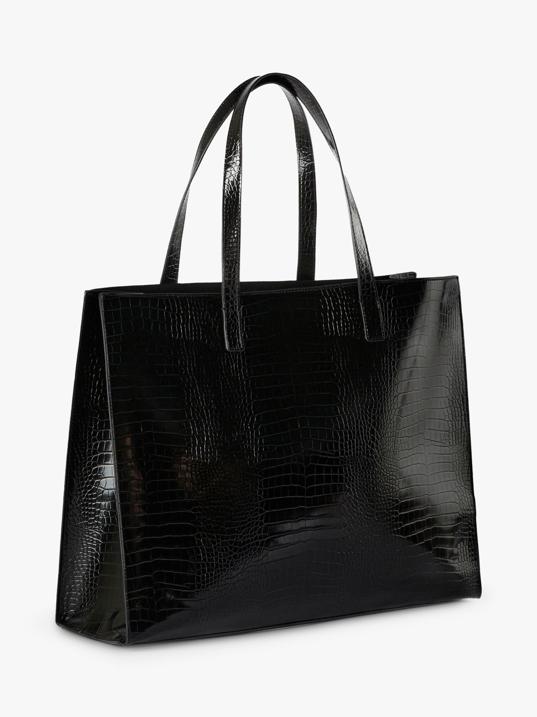 Ted Baker Reptcon Croc Detail Small Icon Shopper Bag, Black at John Lewis &  Partners
