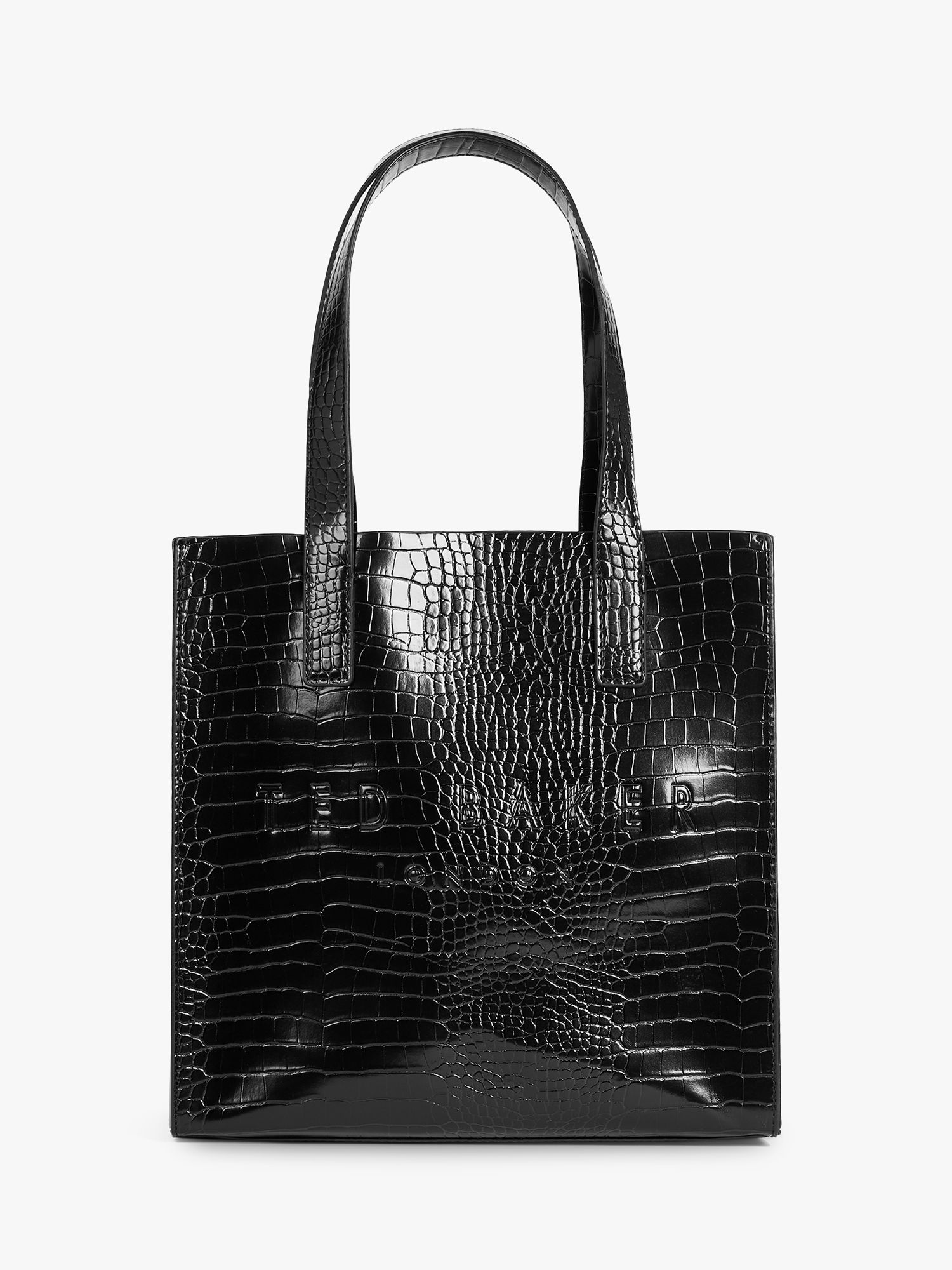 Ted Baker Reptcon Croc Detail Small Icon Shopper Bag, Black at John ...
