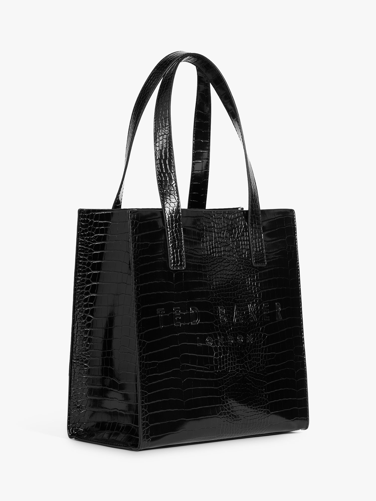 Ted Baker Reptcon Croc Effect Small Icon Tote Bag, Black, One Size