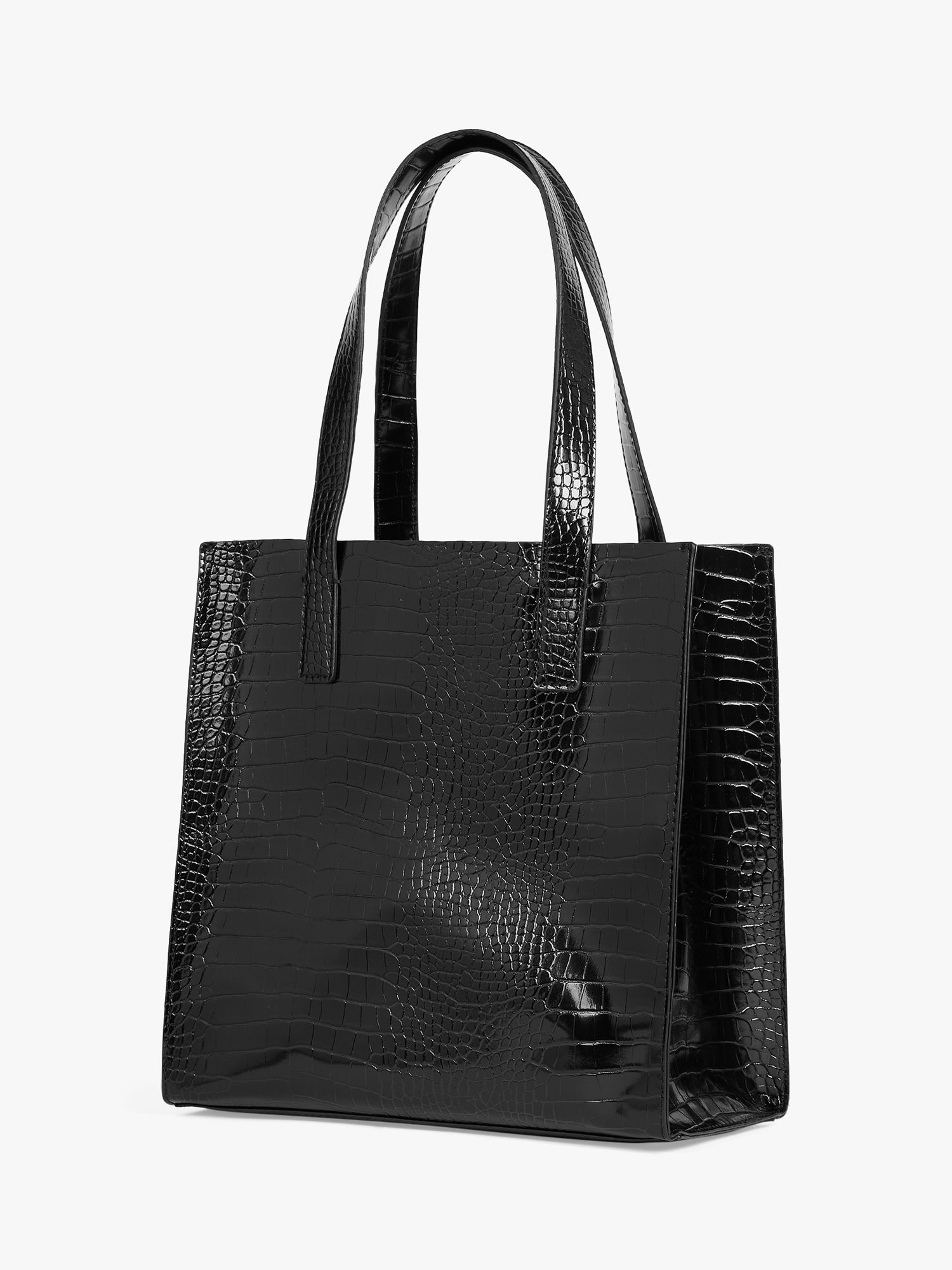 Ted Baker Reptcon Croc Effect Small Icon Tote Bag, Black, One Size
