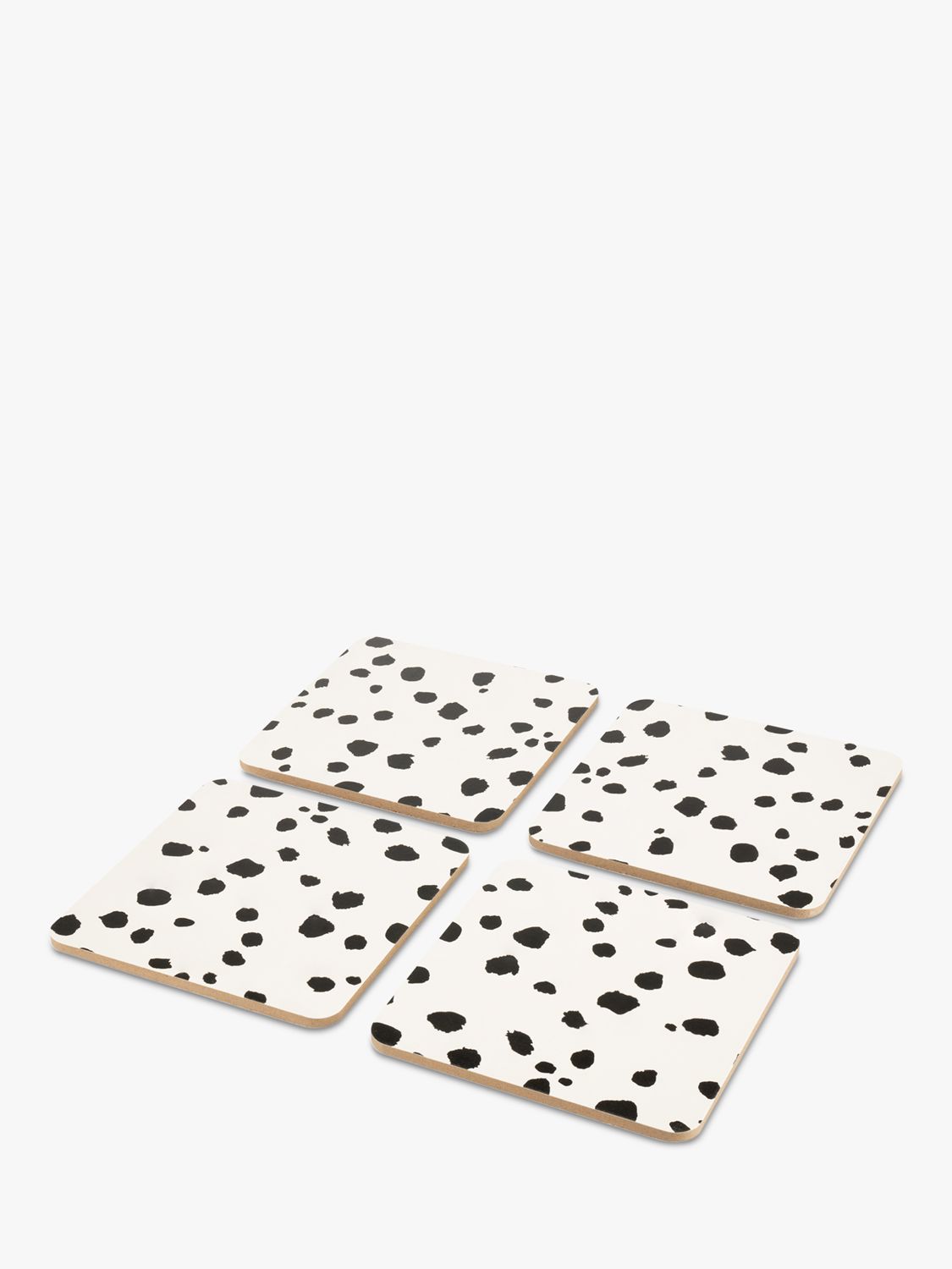 Eleanor Bowmer Dalmatian Dot Print Cork-Backed Coasters, Set of 4, Black/White