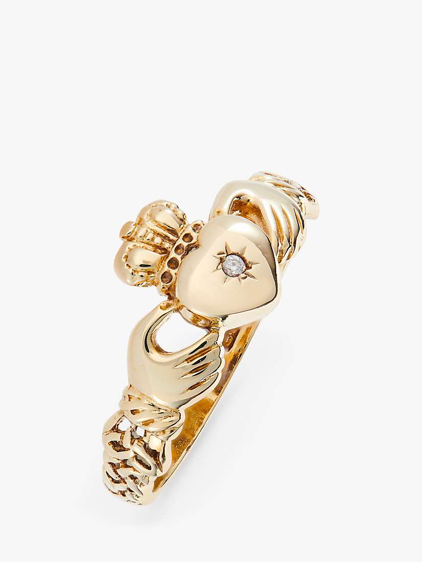 Buy L & T Heirlooms 9ct Yellow Gold Second Hand Claddagh Diamond Ring Online at johnlewis.com