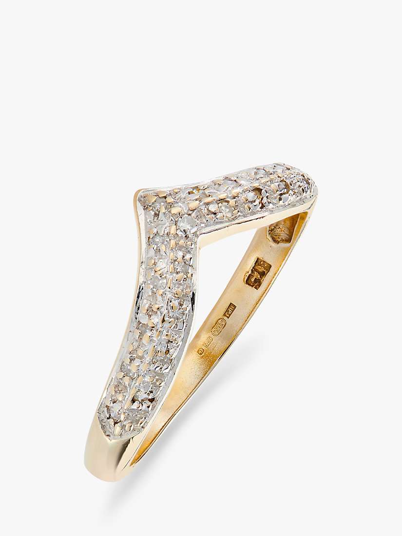 Buy L & T Heirlooms 9ct Yellow and White Gold Second Hand Wishbone Diamond Ring Online at johnlewis.com