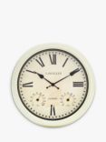 Brookpace Lascelles Roman Numeral Outdoor Wall Clock with Temperature & Humidity, 36cm, Cream