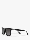 Prada PR 18WS Men's Rectangular Polarised Sunglasses, Black/Grey Gradient