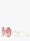 Chloé CH0047S Women's Scalloped Round Sunglasses, Gold/Pink Gradient