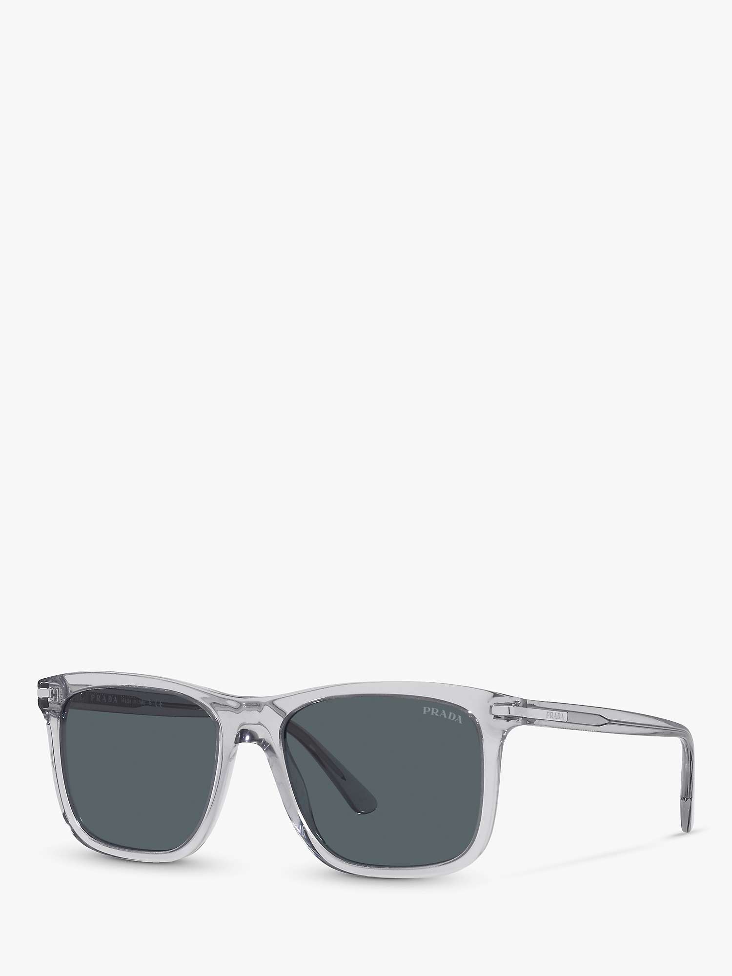 Buy Prada PR 18WS Men's Rectangular Sunglasses, Clear Grey/Grey Online at johnlewis.com