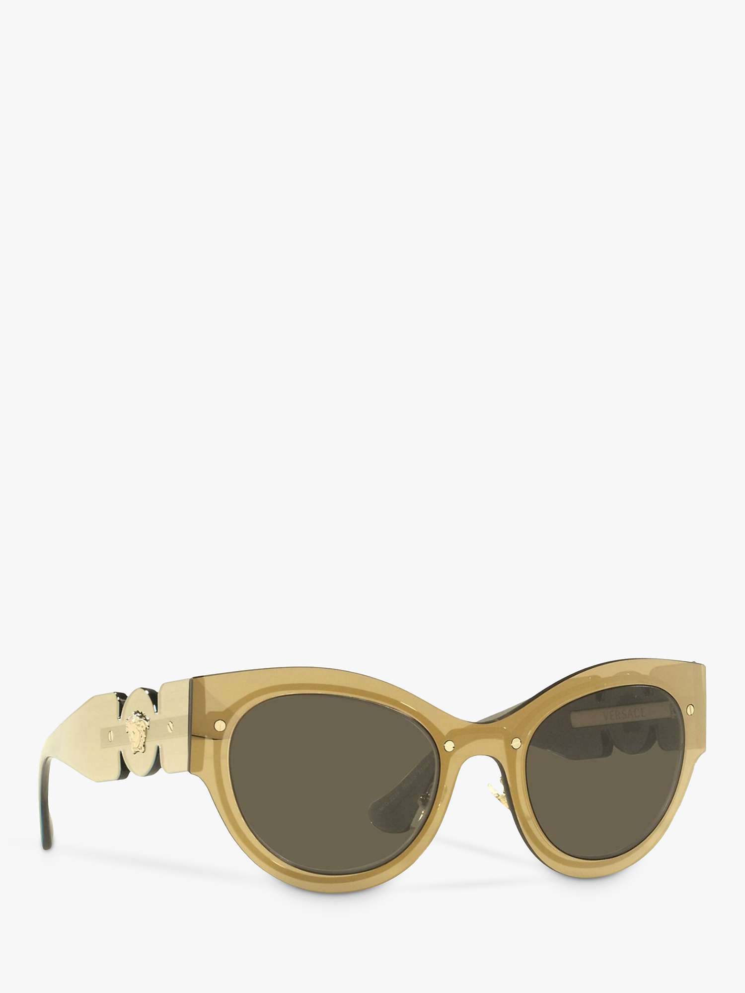 Buy Versace VE2234 Women's Butterfly Sunglasses, Transparent Brown/Mirror Gold Online at johnlewis.com