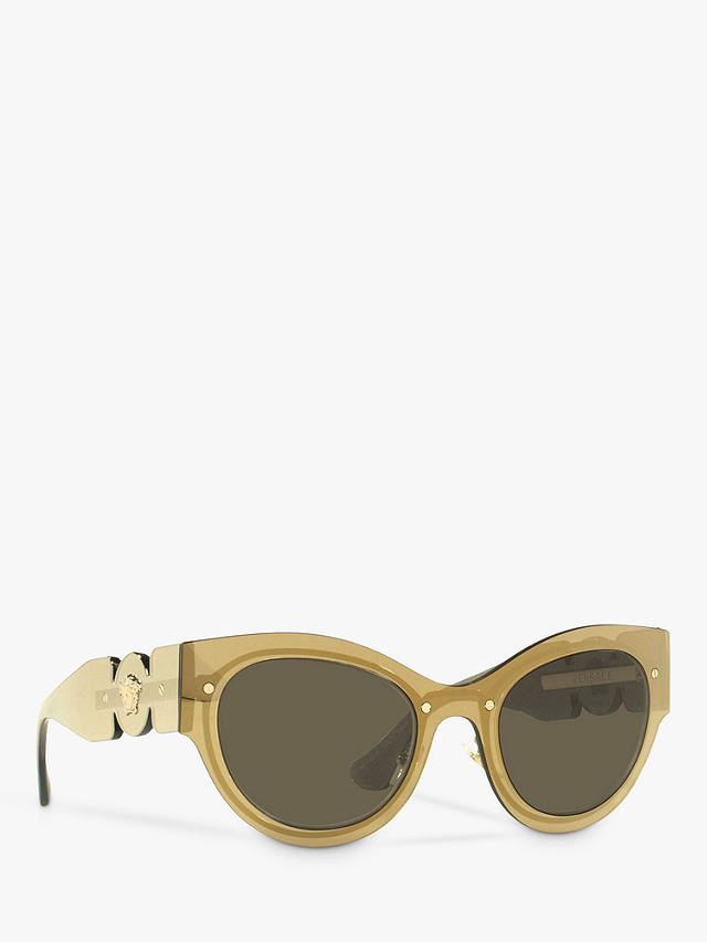Versace VE2234 Women's Butterfly Sunglasses, Transparent Brown/Mirror Gold