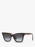 Burberry BE4346 Women's Irregular Sunglasses, Black/Blue Gradient