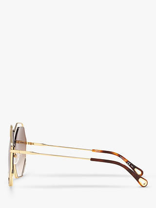 Chloé CH0046S Women's Octagonal Sunglasses, Gold/Brown Gradient