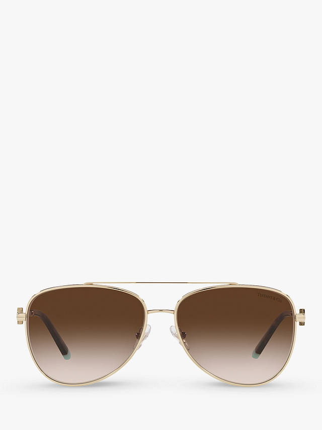 Tiffany & Co TF3080 Women's Aviator Sunglasses, Gold/Brown Gradient