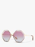 Chloé CH0046S Women's Octagonal Sunglasses, Gold/Purple Gradient