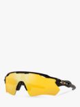 Oakley OO9208 Men's Radar EV Path Prizm Polarised Wrap Sunglasses, Polished Black/Yellow