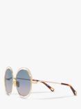 Chloé CH0045S Women's Round Sunglasses, Dark Gold/Blue Gradient