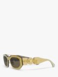 Versace VE2235 Men's Irregular Sunglasses, Transparent Brown/Mirror Gold
