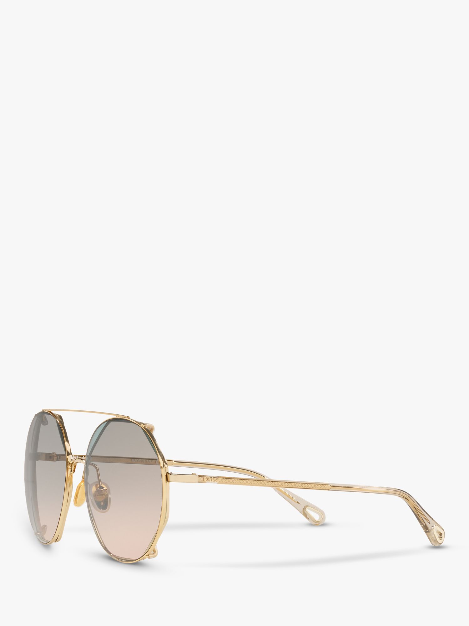 Chloé CH0041S Women's Round Sunglasses, Gold/Green Gradient
