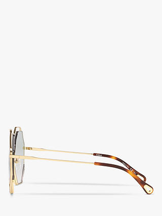 Chloé CH0046S Women's Octagonal Sunglasses, Gold/Green Gradient