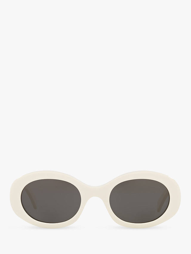 Celine CL40194U Unisex Oval Sunglasses, Ivory/Grey