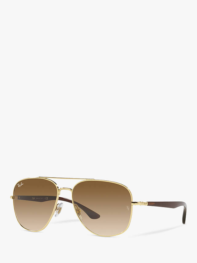 Ray-Ban RB3683 Unisex Square Sunglasses, Gold/Brown Gradient
