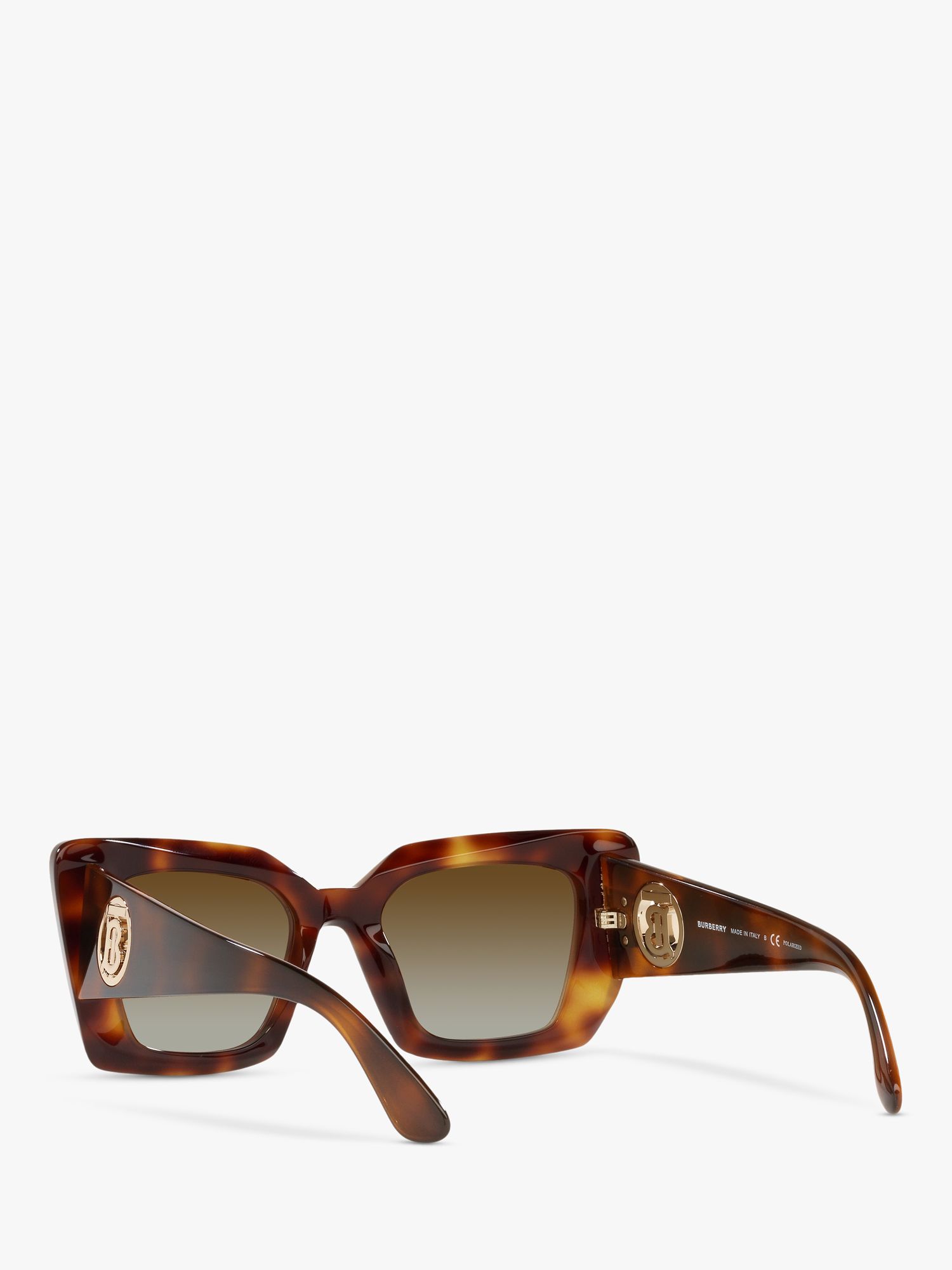Burberry BE4344 Women's Square Polarised Sunglasses, Light Havana/Brown ...