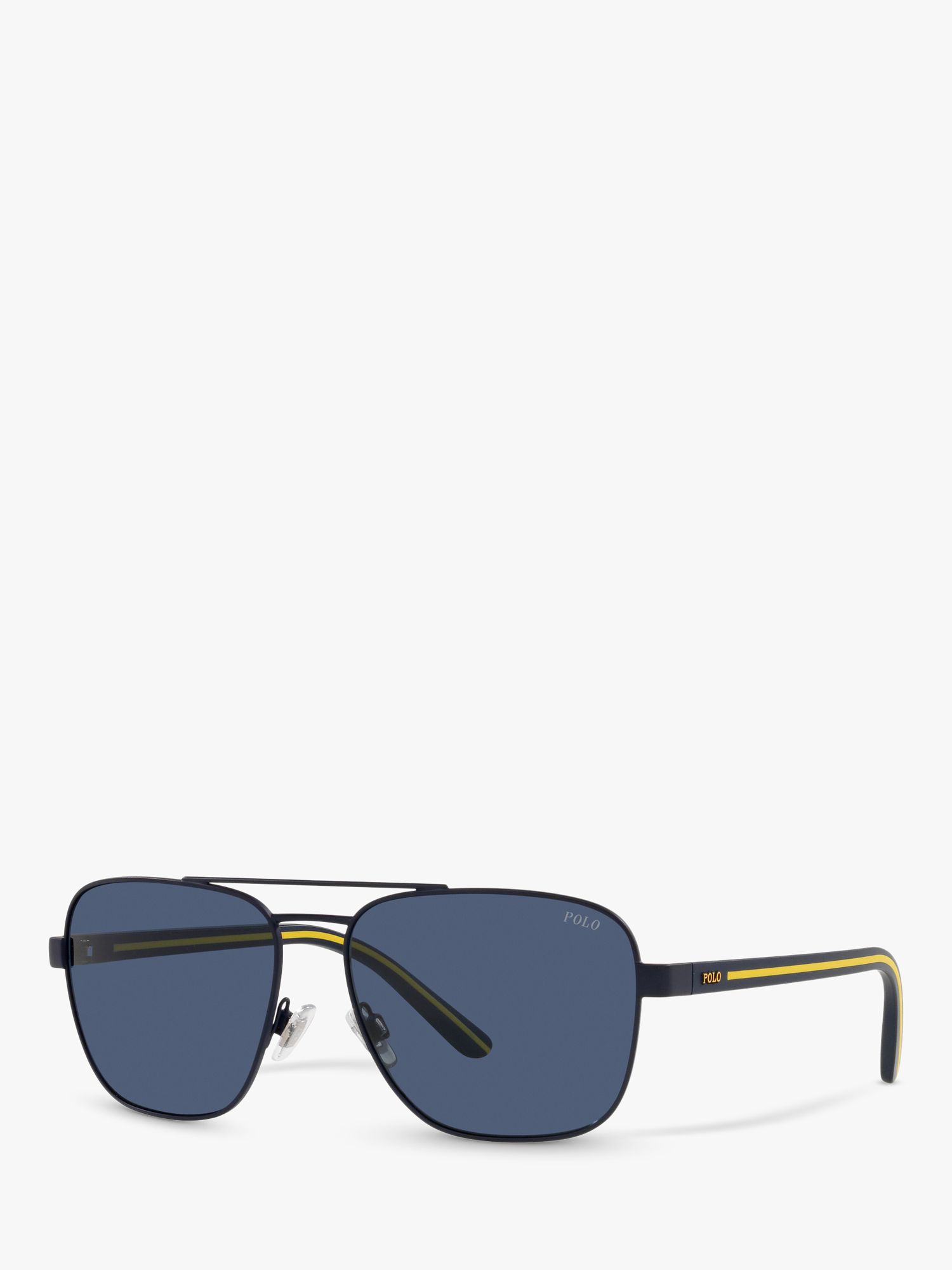 Polo Ralph Lauren PH3138 Men's Pilot Sunglasses, Navy Blue/Blue at John ...