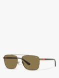 Polo Ralph Lauren PH3137 Men's Rectangular Sunglasses, Gold/Green