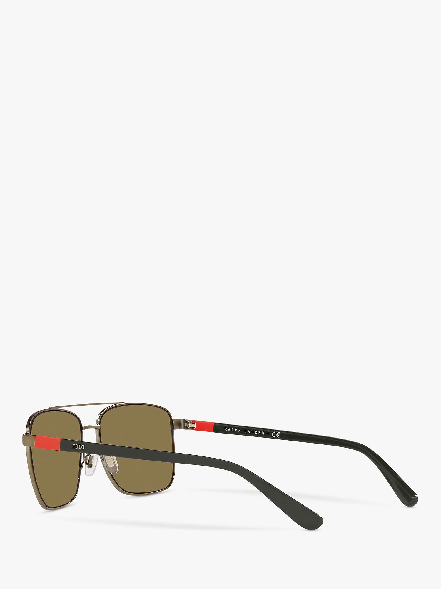 Buy Polo Ralph Lauren PH3137 Men's Rectangular Sunglasses, Gold/Green Online at johnlewis.com