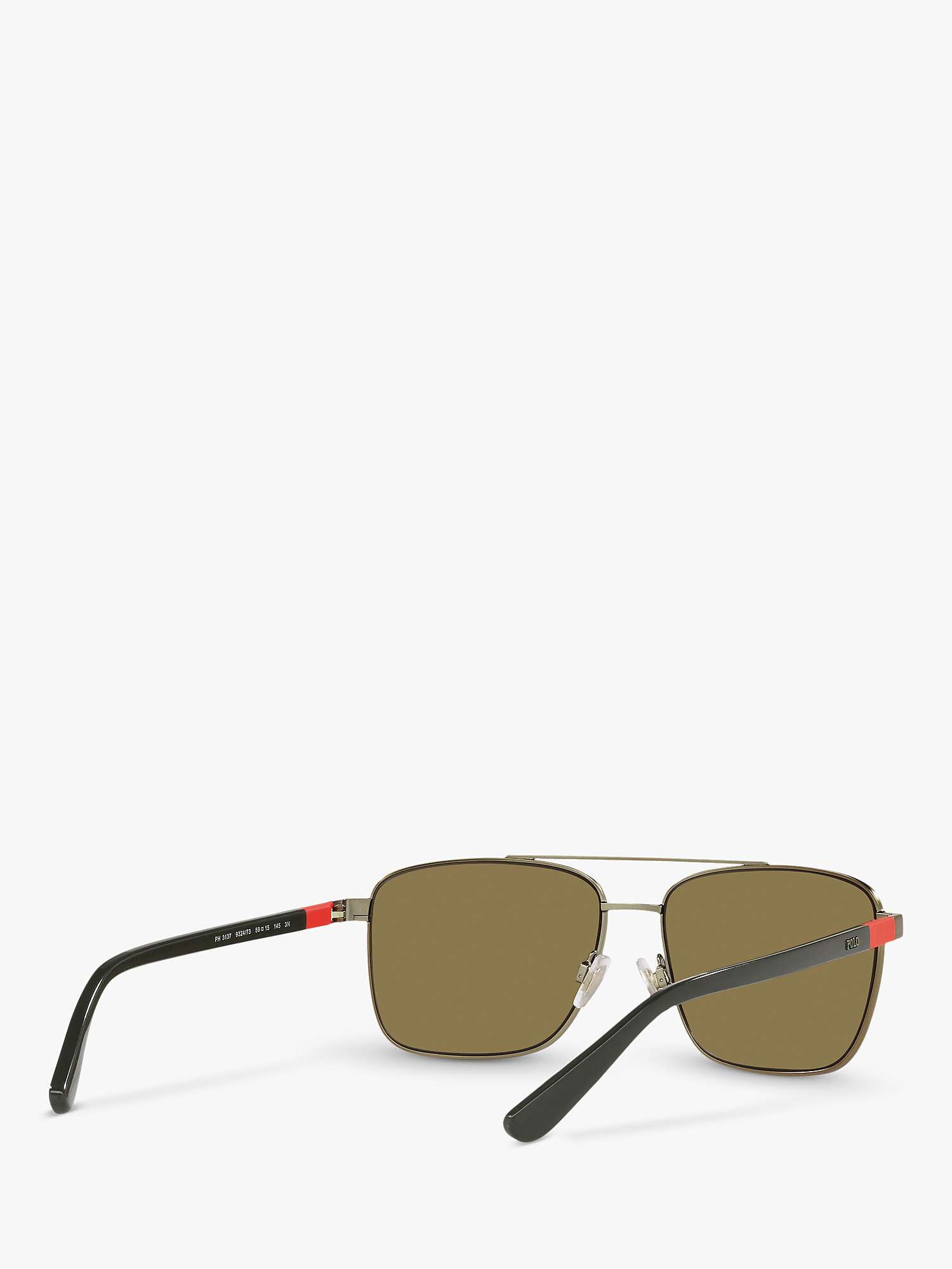 Buy Polo Ralph Lauren PH3137 Men's Rectangular Sunglasses, Gold/Green Online at johnlewis.com