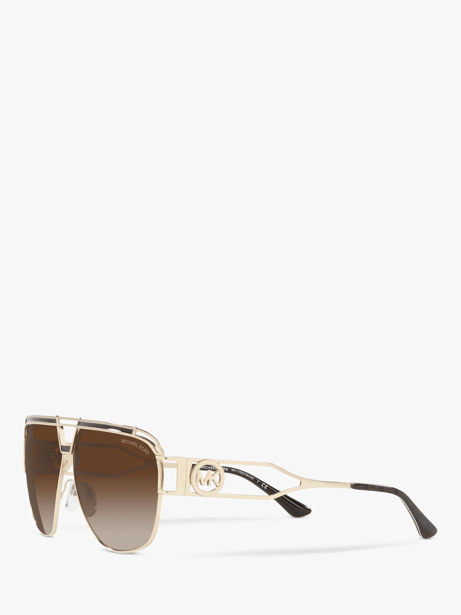 Michael Kors MK1102 Women's Vienna Aviator Sunglasses, Gold/Brown Gradient  at John Lewis & Partners