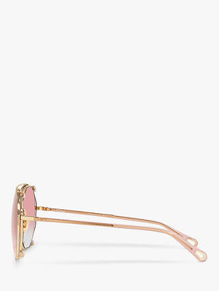 Chloé CH0041S Women's Round Sunglasses, Gold/Red Gradient
