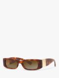 Valentino VA4105 Women's Polarised Rectangular Sunglasses, Havana/Brown Gradient