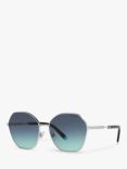 Tiffany & Co TF3081 Women's Irregular Sunglasses, Silver/Blue Gradient