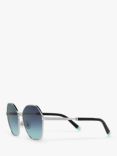 Tiffany & Co TF3081 Women's Irregular Sunglasses, Silver/Blue Gradient