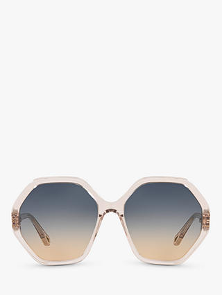 Chloé CH0008S Women's Irregular Sunglasses, Pale Pink/Green Gradient